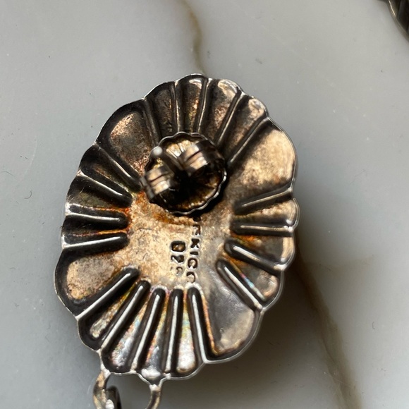 Sterling silver native dangly feather onyx earrings - Picture 2 of 4